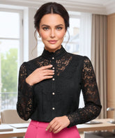 Comprar blusa social feminina renda  preto para looks sofisticados no trabalho ou eventos barato AMARO